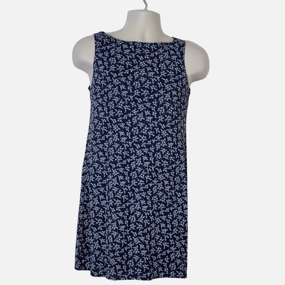 Vintage Jalate Dress Small Mini Floral Blue Summer Casual